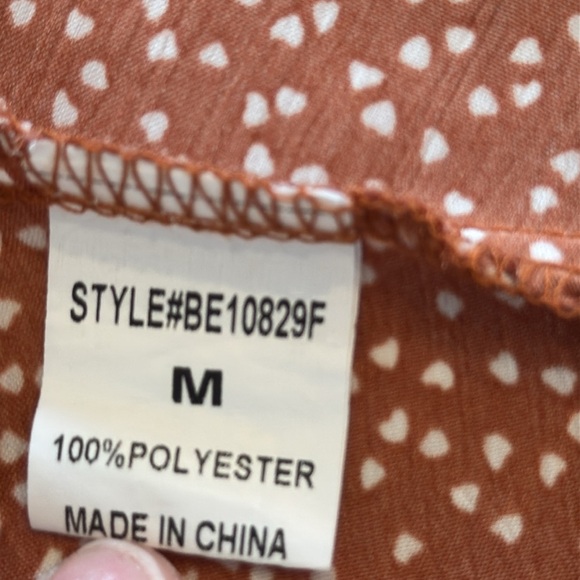 Papermoon Blouse – Size M, Brown with Abstract Dot Print, 100% Polyester - Picture 10 of 11